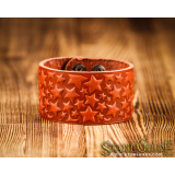 Genuine Leather Bracelet Cuff Wristband Stars Knotwork  Carving Leather 